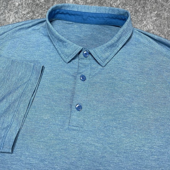 lululemon athletica Other - Lululemon Men's Evolution Polo Shirt Heathered Blue Short Sleeve Size M Athletic